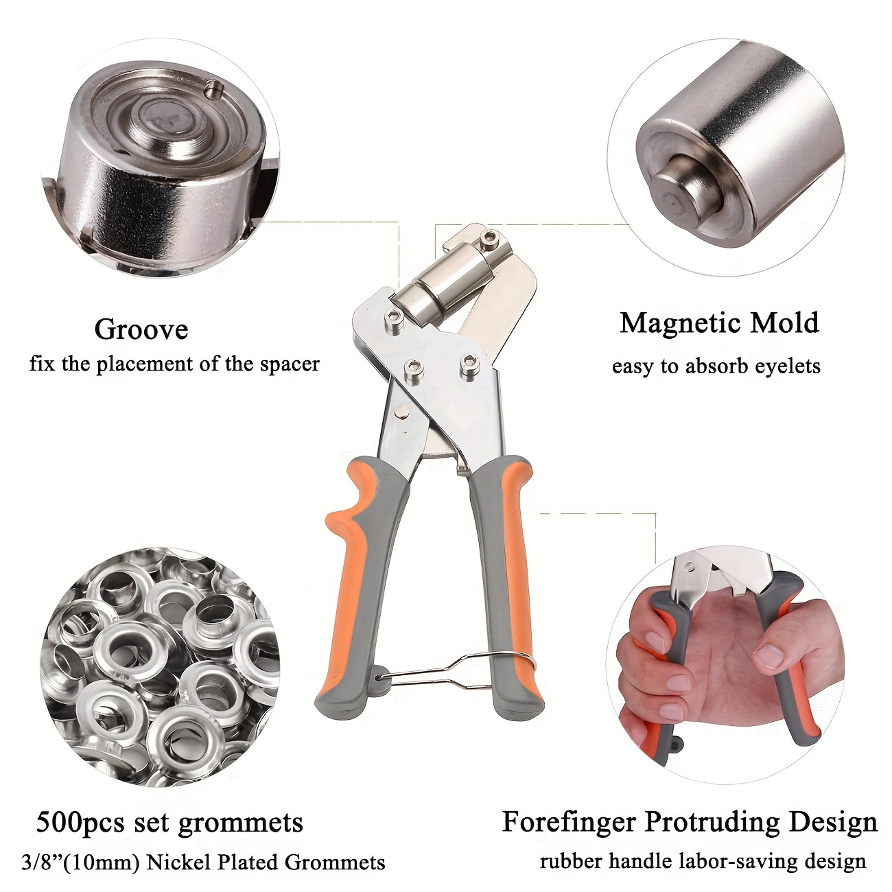 Grommet Tool Kit Eyelet Kit Press Pliers Punch Hole - Temu