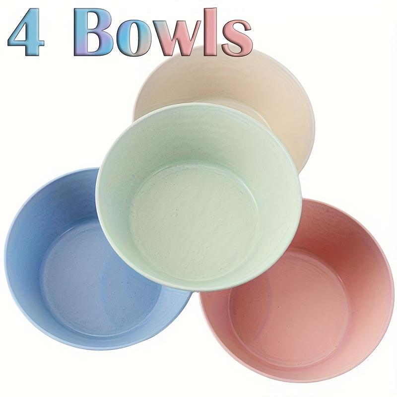 OAVQHLG3B Straw Bowl Sets,4 PCS Cereal Bowl 60 OZ锛孧icrowave and Dishwasher  Safe Bowls,Super Big Bowl Sets BPA Free Bowl Color Bowls