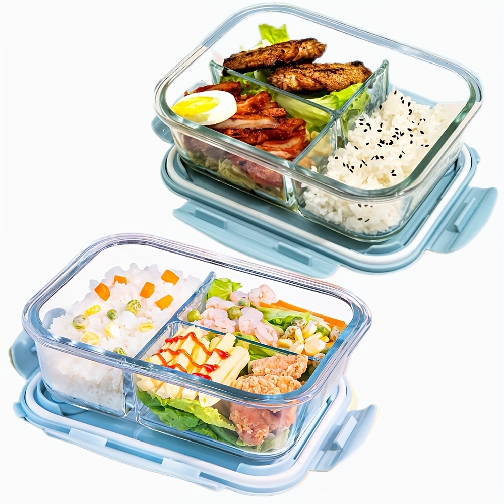 1pc Glass Bento Box, Children And Students Divided Sealed Fruit