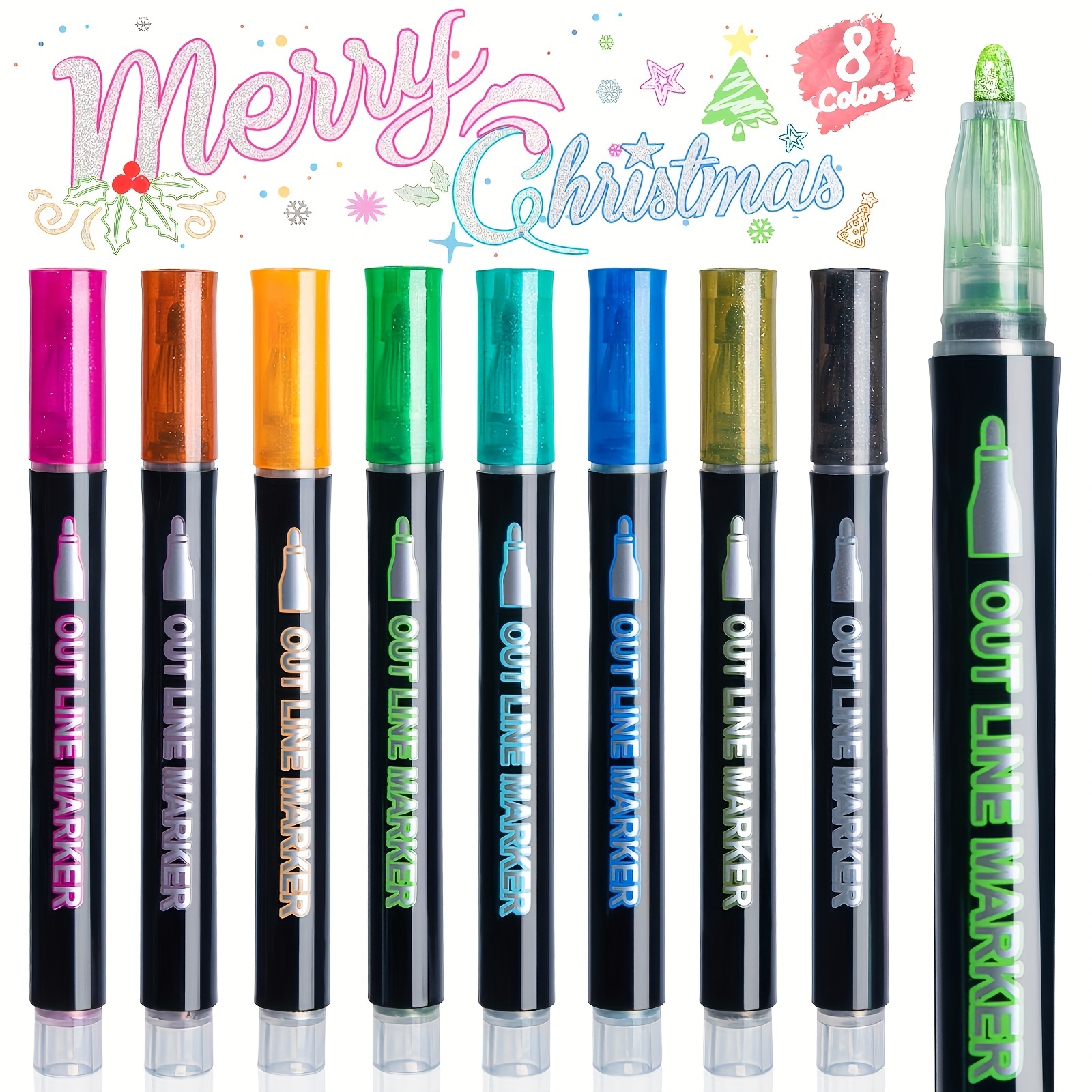 12/30 Colors Shimmer Markers, Super Squiggles Outline Markers, Outline  Markers Self-outline Metallic Markers, Doodle Dazzle Shimmer Markers For  Painting Drawing Gift Cards - Temu United Arab Emirates