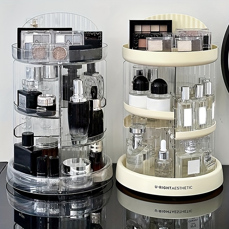 Organizador de maquillaje, caja de almacenamiento de cosméticos giratoria  de 360 grados, vitrina de cosméticos ajustable de gran capacidad, estante