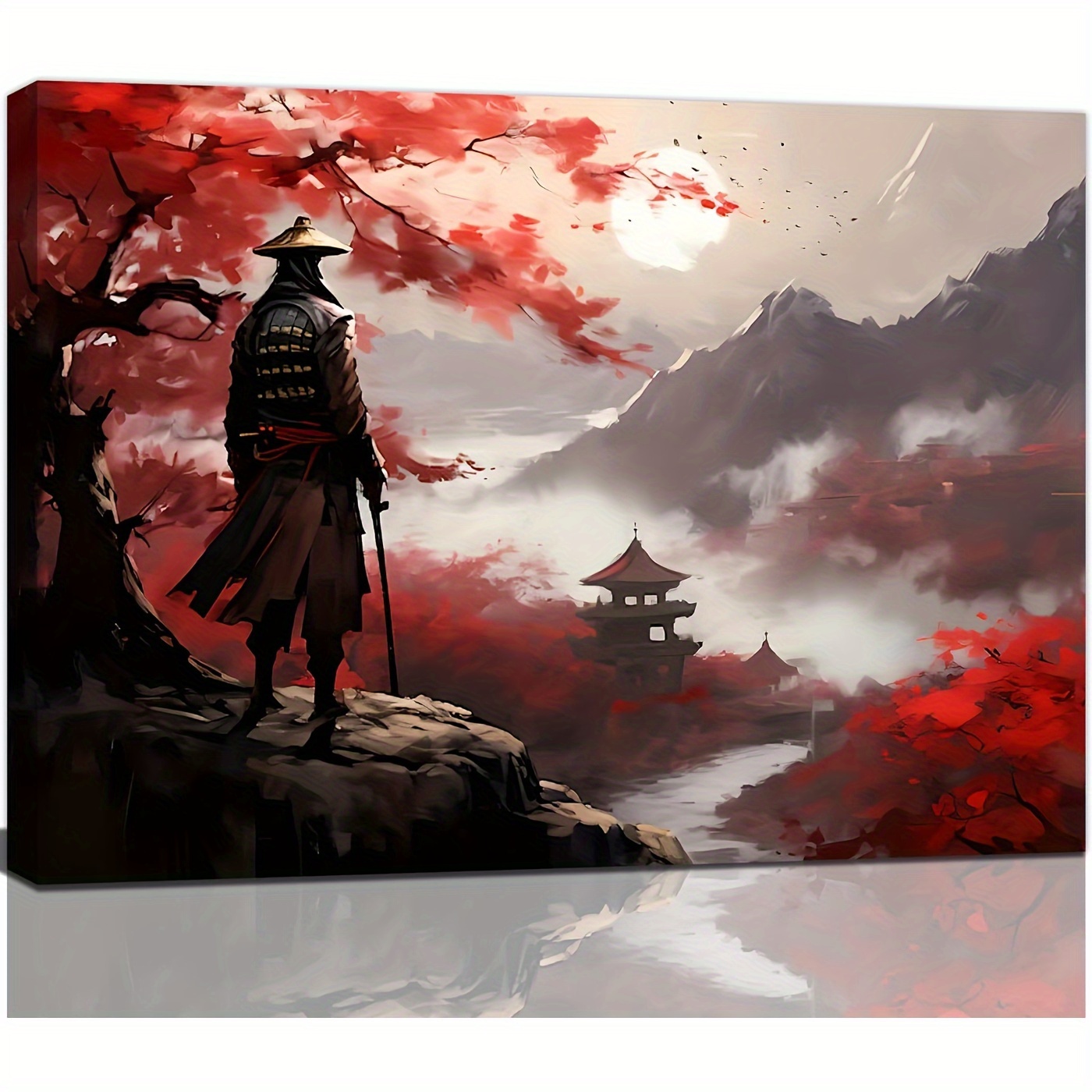Japanese Samurai Wall Art Poster Colorful Canvas Print - Temu