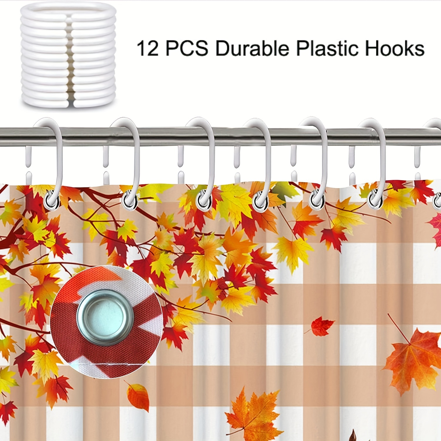 Fall Pumpkins & Leaves Shower Curtain Bath Bathroom Decor Home