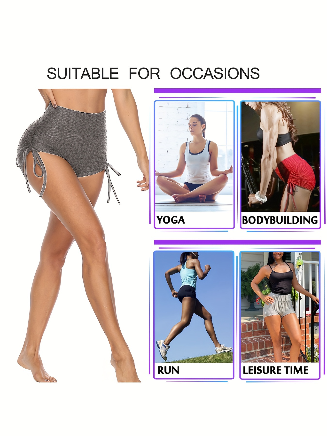 nsendm Female Shorts Adult High Waist Yoga Shorts Women's Bubble