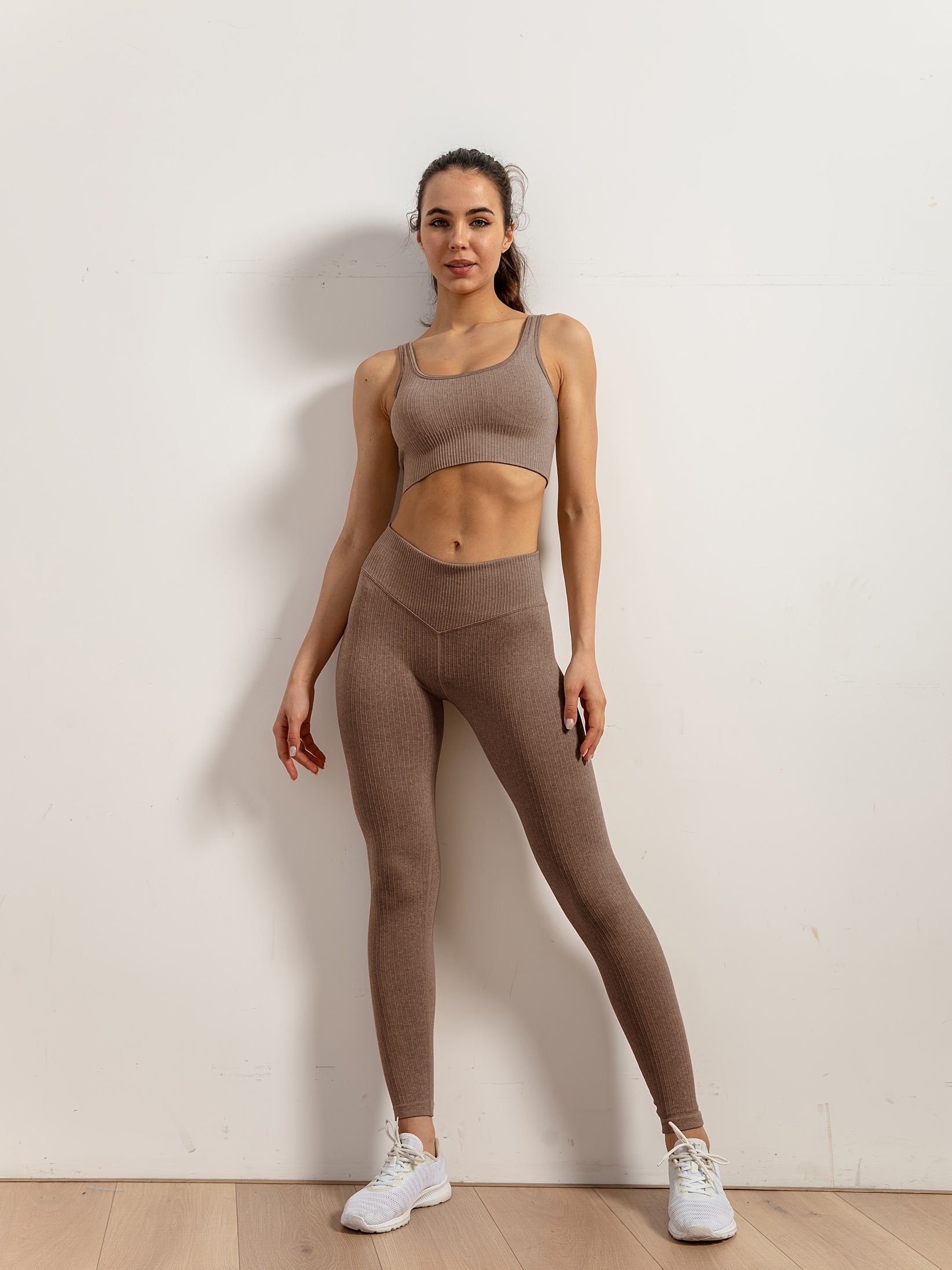 Dark Brown Activewear Set, Workout Clothes, Yoga Set, Gym Set