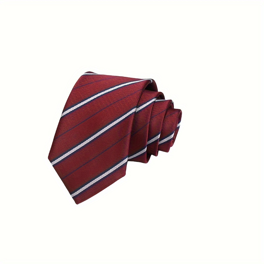 Corbata de hombre con diseño de rayas vino rojo oro