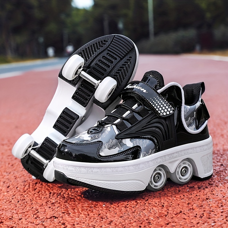 Patines de cuatro ruedas para niñas, modernos y transpirables, con  estampado de graffiti en los bordes, ideales para primavera y otoño