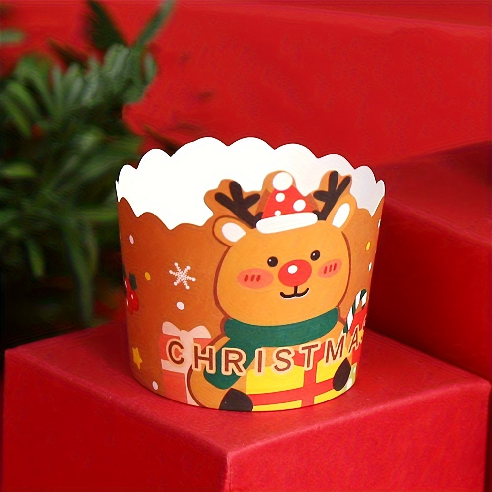 Baking Tool Christmas Snowman Elk Paper Cup, Heat Resistant Muffin Cup,  Dessert Cake Cup Baking Supplies - Temu