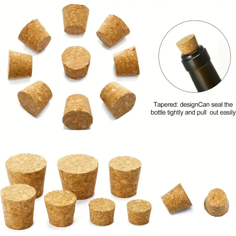 Cork Stoppers Wooden Tapered Wine Bottle Cork Plugs - Temu