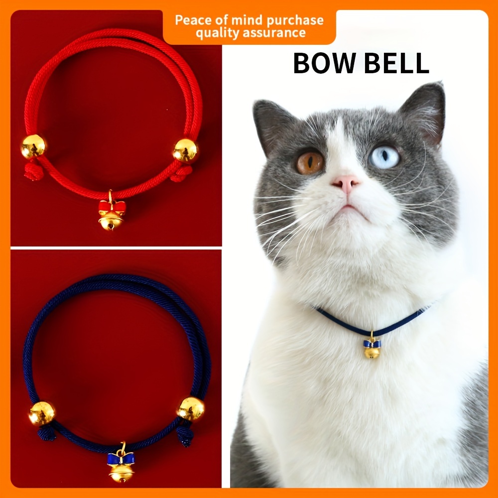 Japanese Style Cat Collar with Bells Pets Puppy Kitty Collars Adjustable  Bowtie