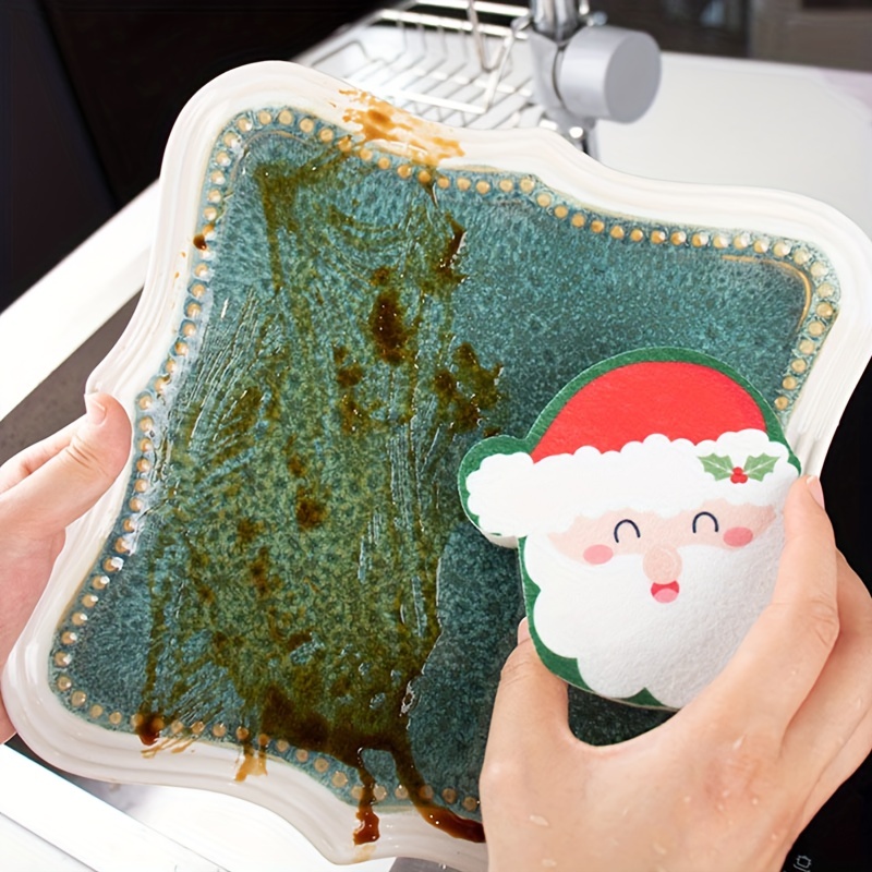 Christmas Cleaning Sponge Household Scouring Pad Kitchen Wipe