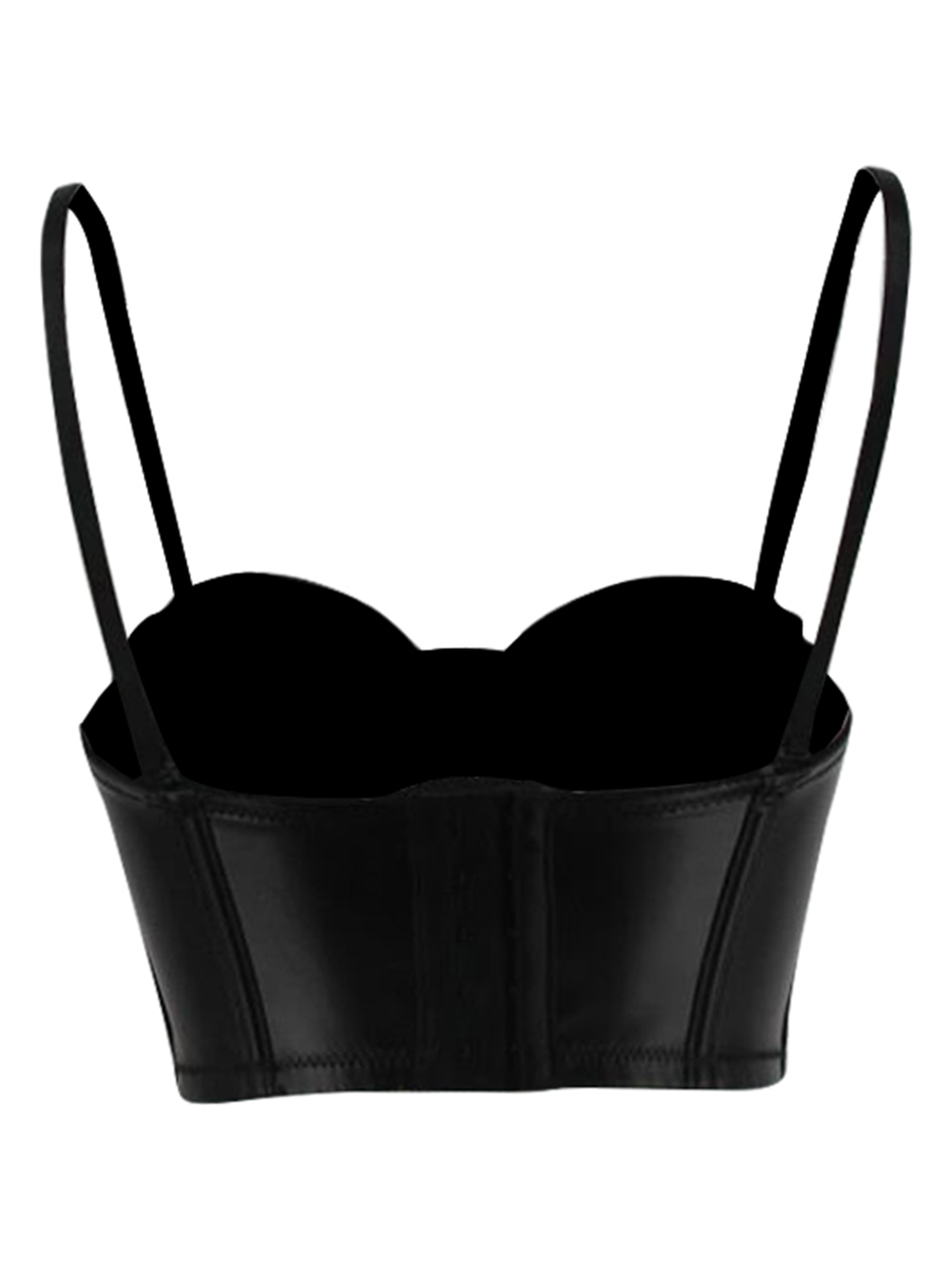 MISS MOLY Womens PU Leather Bustier Crop Top Gothic Punk Push Up