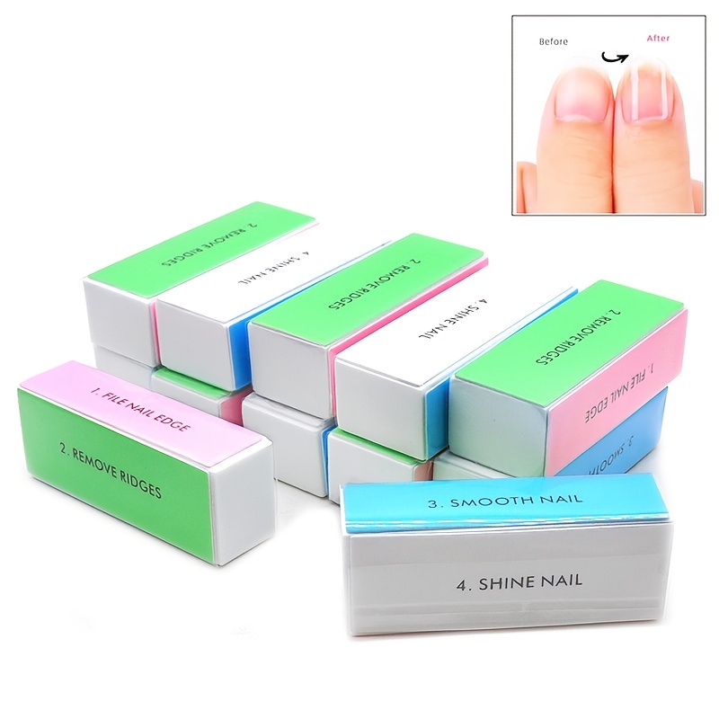 10pcs Random Color 4-Sided Sponge Nail Buffers