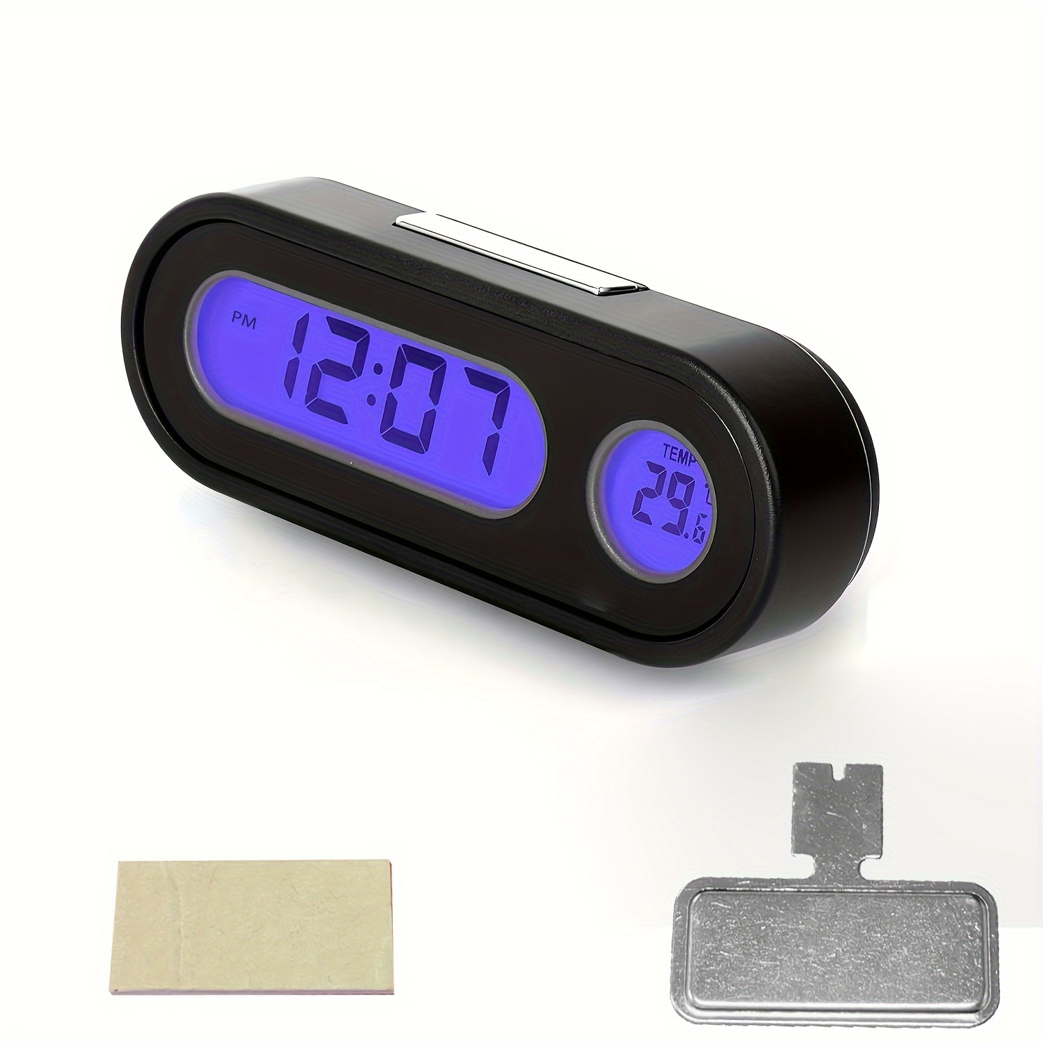 

1 Set Car Clock, Car Digital Thermometer Clock, Lcd Backlight 12h/24h Dual Conversion Mode Temperature Dashboard Clock
