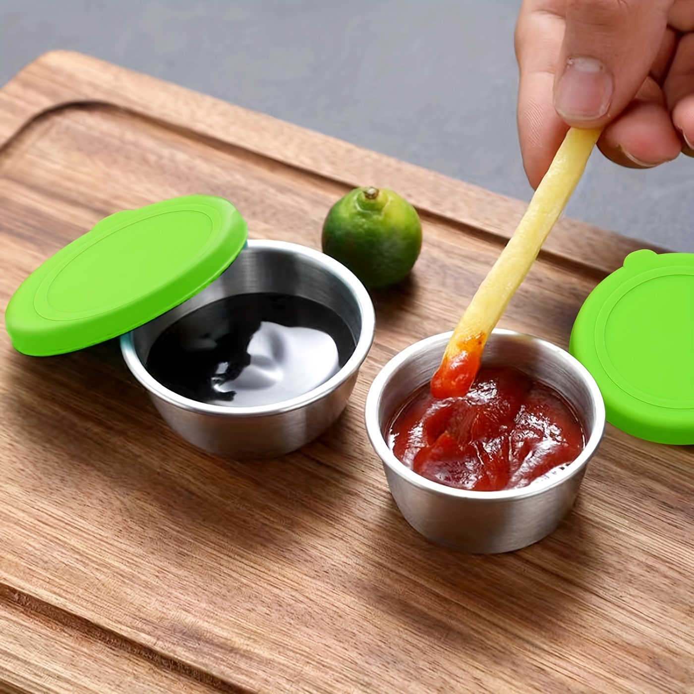 Salad Dressing Container With Silicone Cover Stainless Steel - Temu