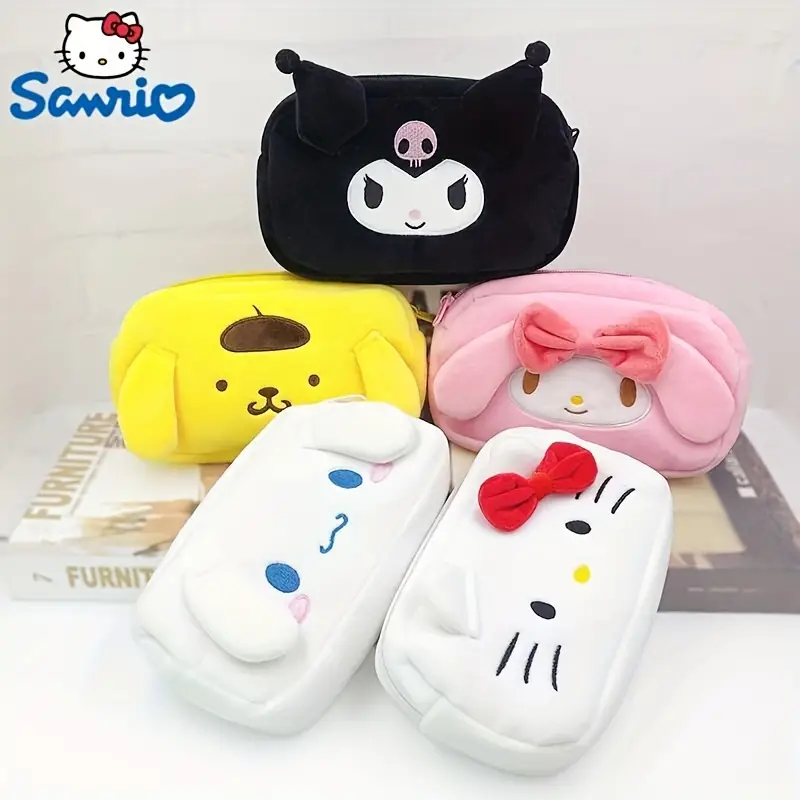 Hello Kitty Kuromi My Melody Pompom Purin Pencil Case Cosmetic Pouch Large  Capacity Pen Bag 3-Compartment for School Teen Girls Women Inspired by You.