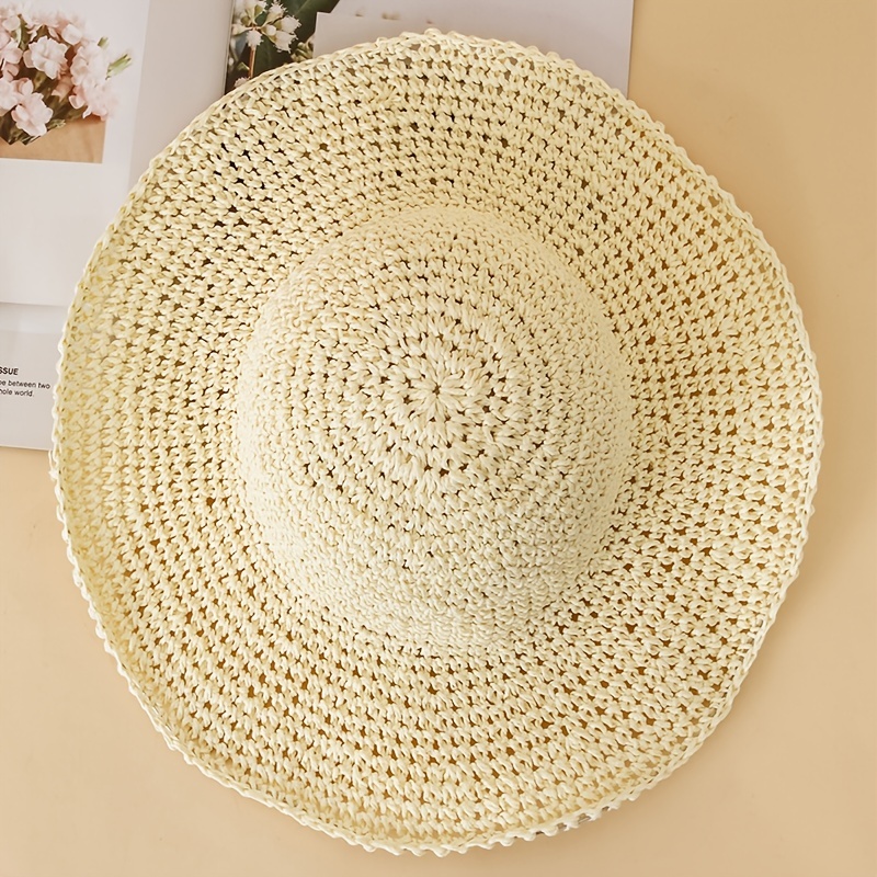 Women's Crochet Big Brim Straw Hat Beach Sun Hat