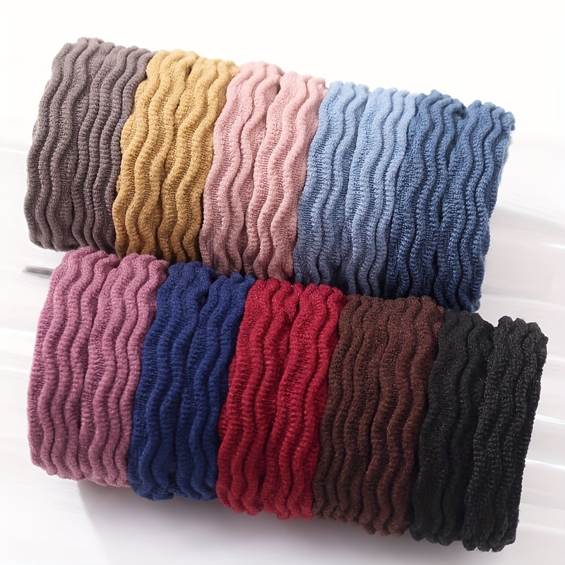 50pcs Solid Color Cotton Hair Tie, Scrunchie, Hair Band Elastic Rubber Band Towel Hair Rope Ponytail Holder Hair Accessories,Pony Tail Holders,Temu