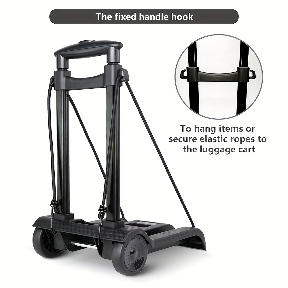 Acroma Folding Luggage Cart with 2 Elastic Ropes, 100 lbs Portable Hand  Truck, 4-Wheeled Utility Dolly Cart, Ideal for Travel, Moving, Shopping,  Office Use and More –