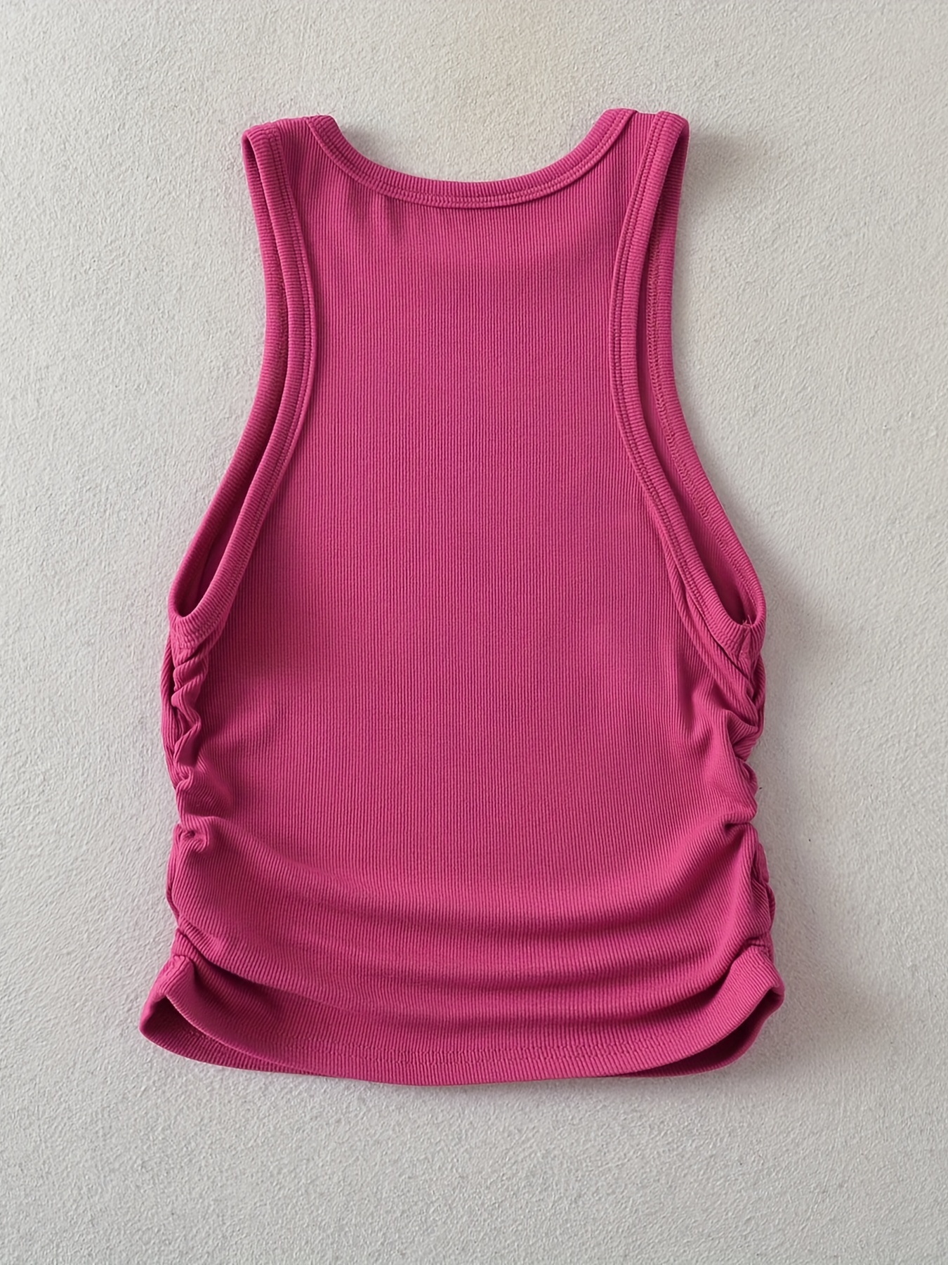 Side Ruched Tank Tops Y2k Crew Neck Tank Tops Summer Women's