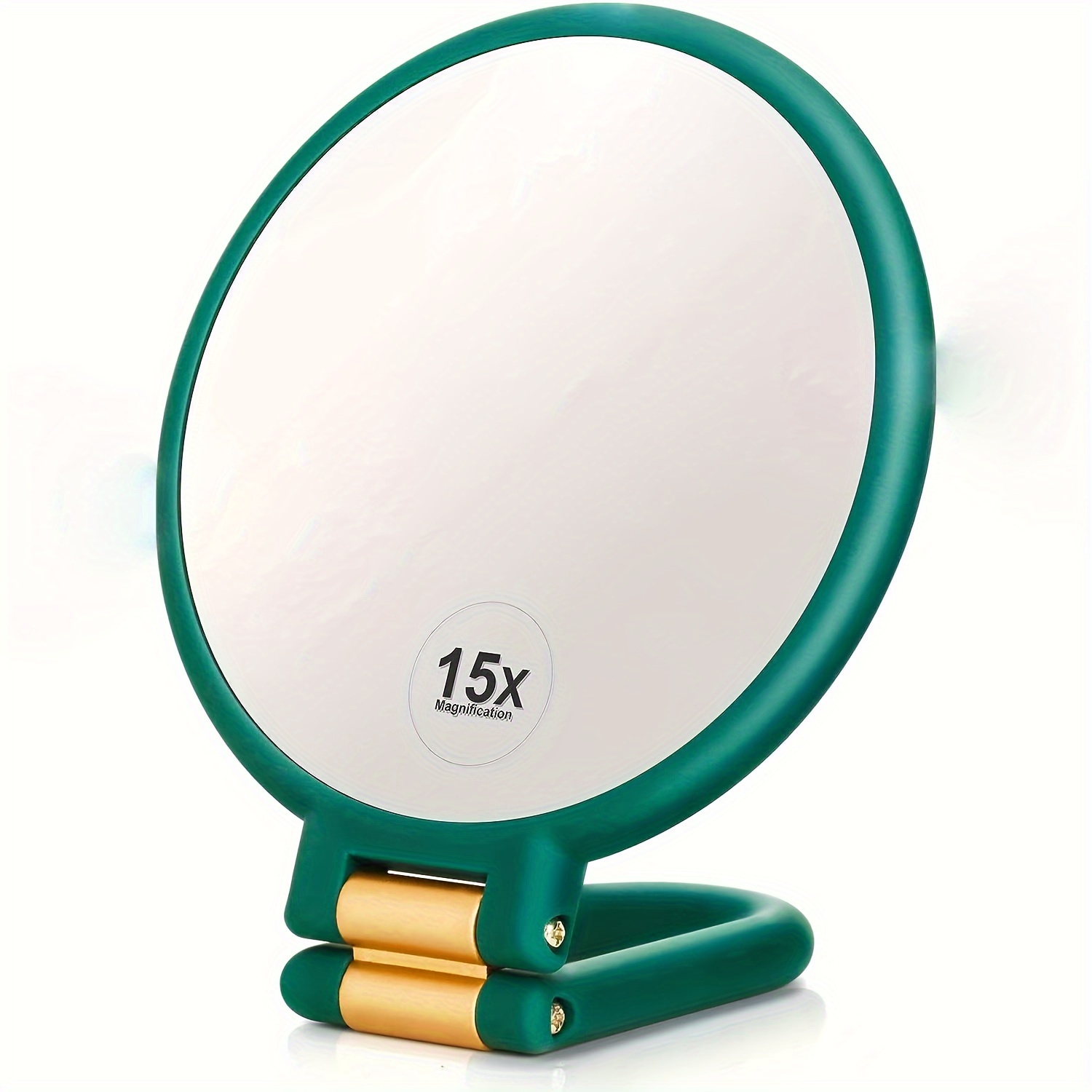

1x 15x Magnifying Handheld Mirror, Double Sided Folding Makeup Mirror, Travel Size Portable Vanity Cosmetic Mirror With Adjustable Handle For Women Men (army Green)