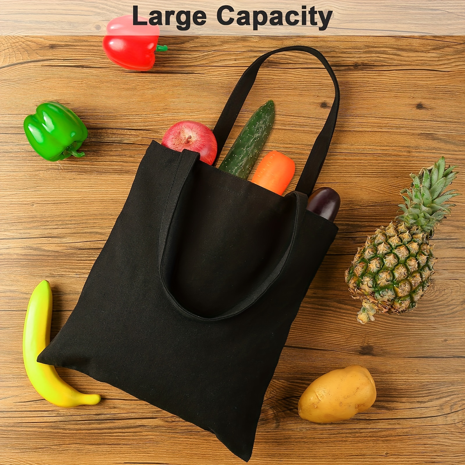 ZENPAC Paquete de 2 bolsas pequeñas de 16 x 16 x 5 pulgadas, reutilizables,  lavables, bolsas de tela con asas, bolsa de tela negra de lona para