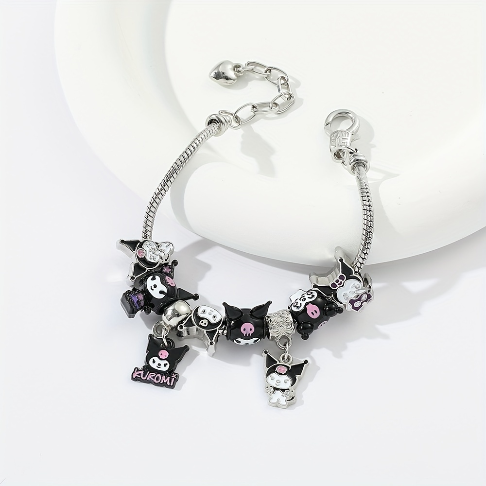 Kuromi Charms Bracelets Cartoon Figure Pendant Hand Chains Cute Kuromi Beads DIY Bangles Fashion Jewelry Party Gifts,Temu