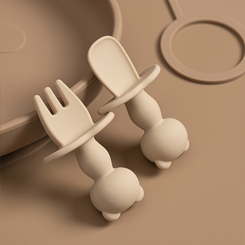 2pcs Baby Training Fork Spoon Set Soft Silicone BPA Learning Tableware