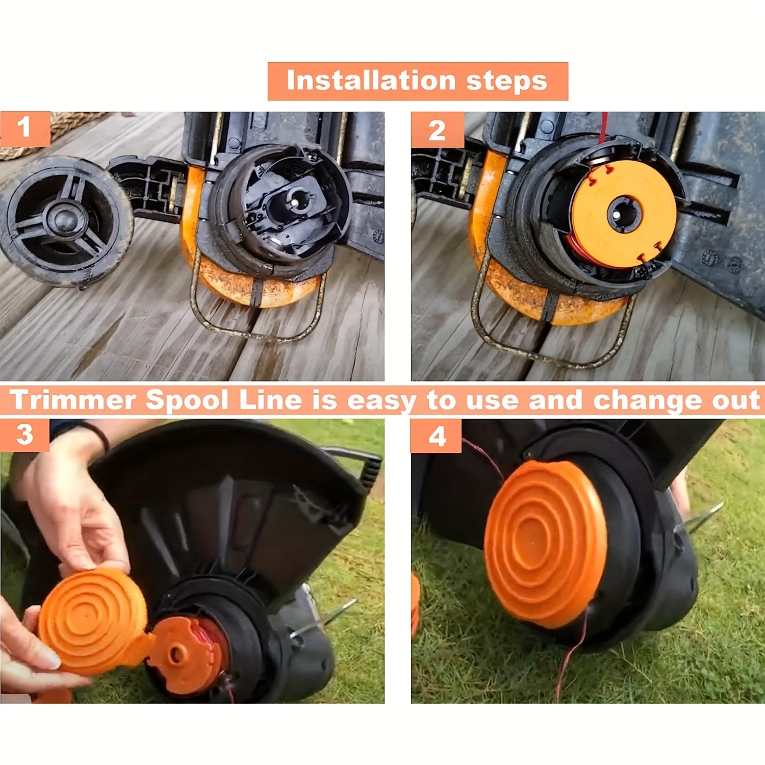 6 Pack Line Spool With 2 Covers For Replace Black Decker Grass Trimmers  Replacement Spool Weed Eater Cap Autofeed Trimmer String Af-100 X