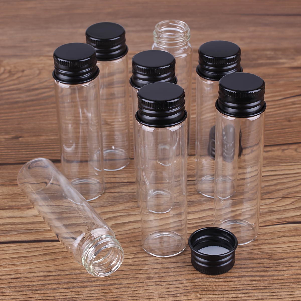 Reusable Clear Glass Bottles With Lids For Liquids, Mini Glass Juice Jars  With , For Potion, Ginger Shots, Oils, With Funnels, Waterproof Stickers  And Brush,, Kitchen Supplies - Temu
