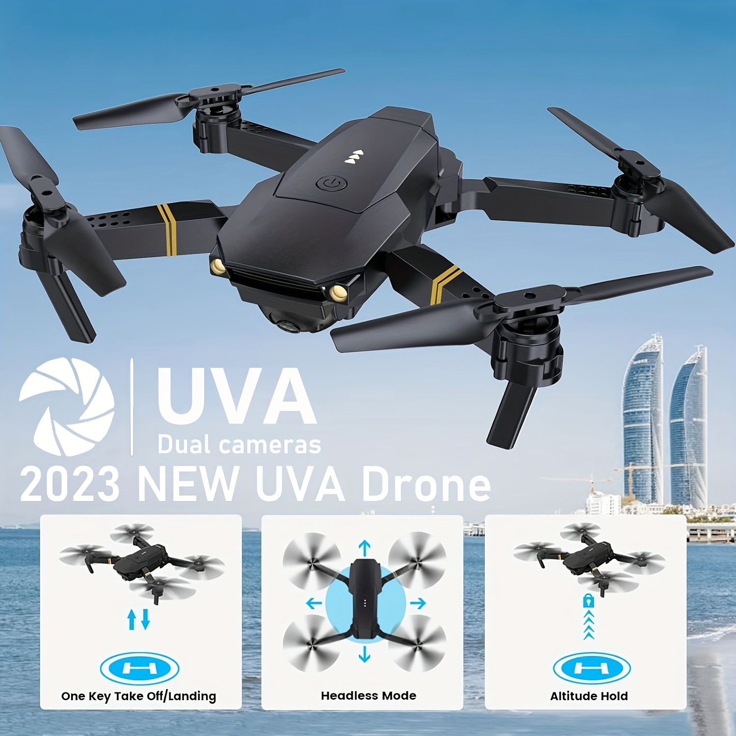 Nuevo dron aéreo H66, dron de cámara HD profesional 4K para adultos, avión  de control remoto plegable de larga resistencia con video en vivo Wifi Fpv