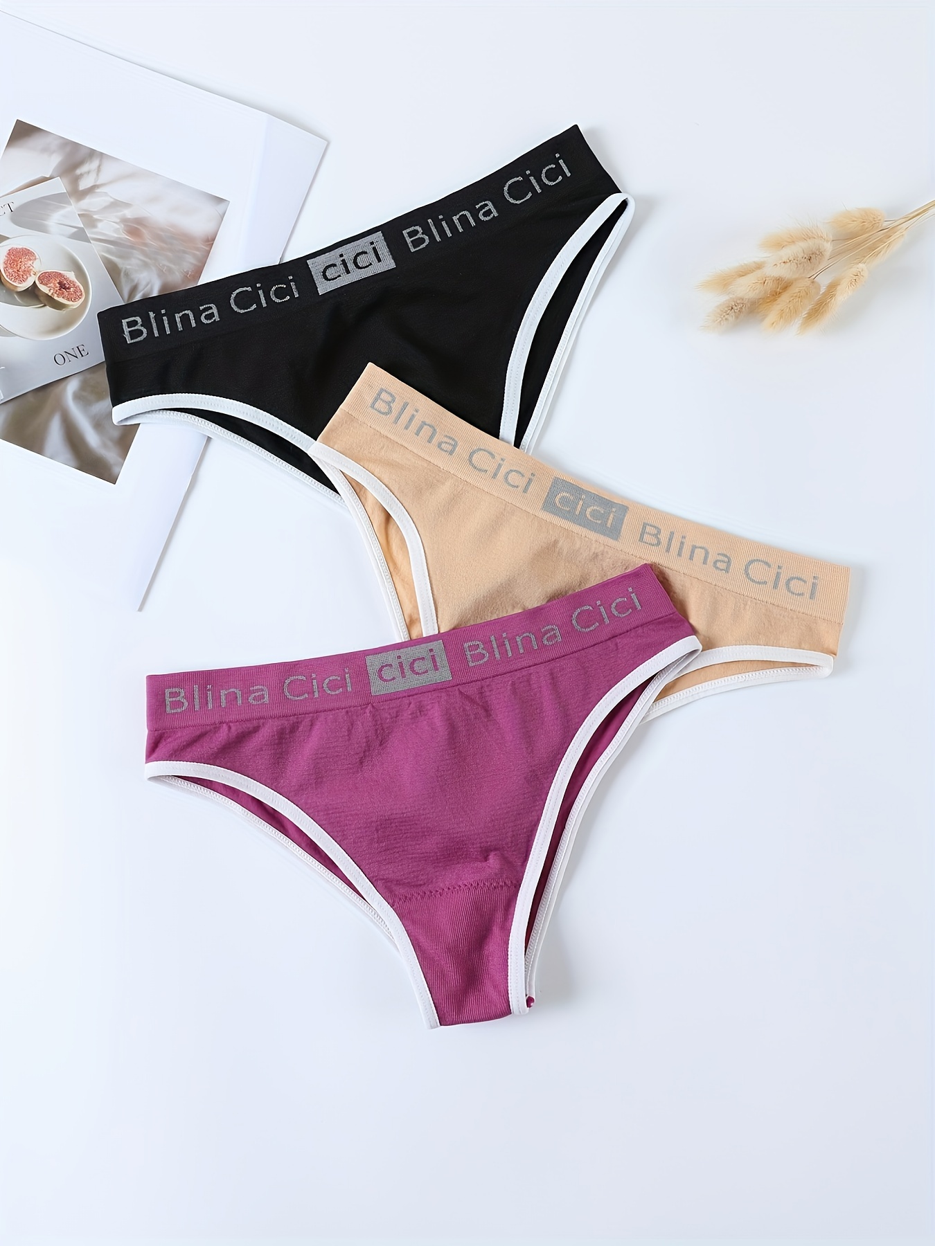 2 Sets Letter Print Bra & Panties, Wireless Sports Bra & Elastic Thong  Lingerie Set, Women's Lingerie & Underwear