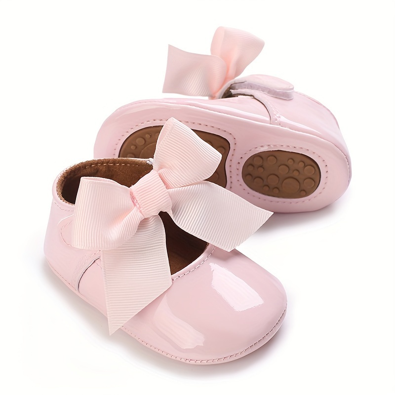 TEMU Bow Pu Soft Sole Toddler Shoes Baby Shoes Infant Princess Shoes Small Shoes