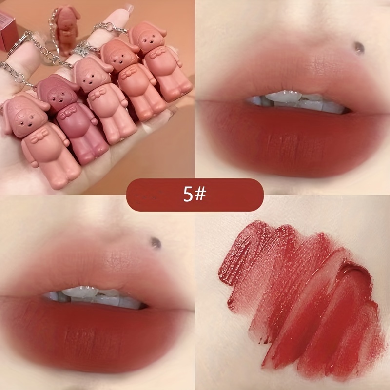 Bear Keychain Lip Stain Velvet Matte Long Lasting Lip Mud
