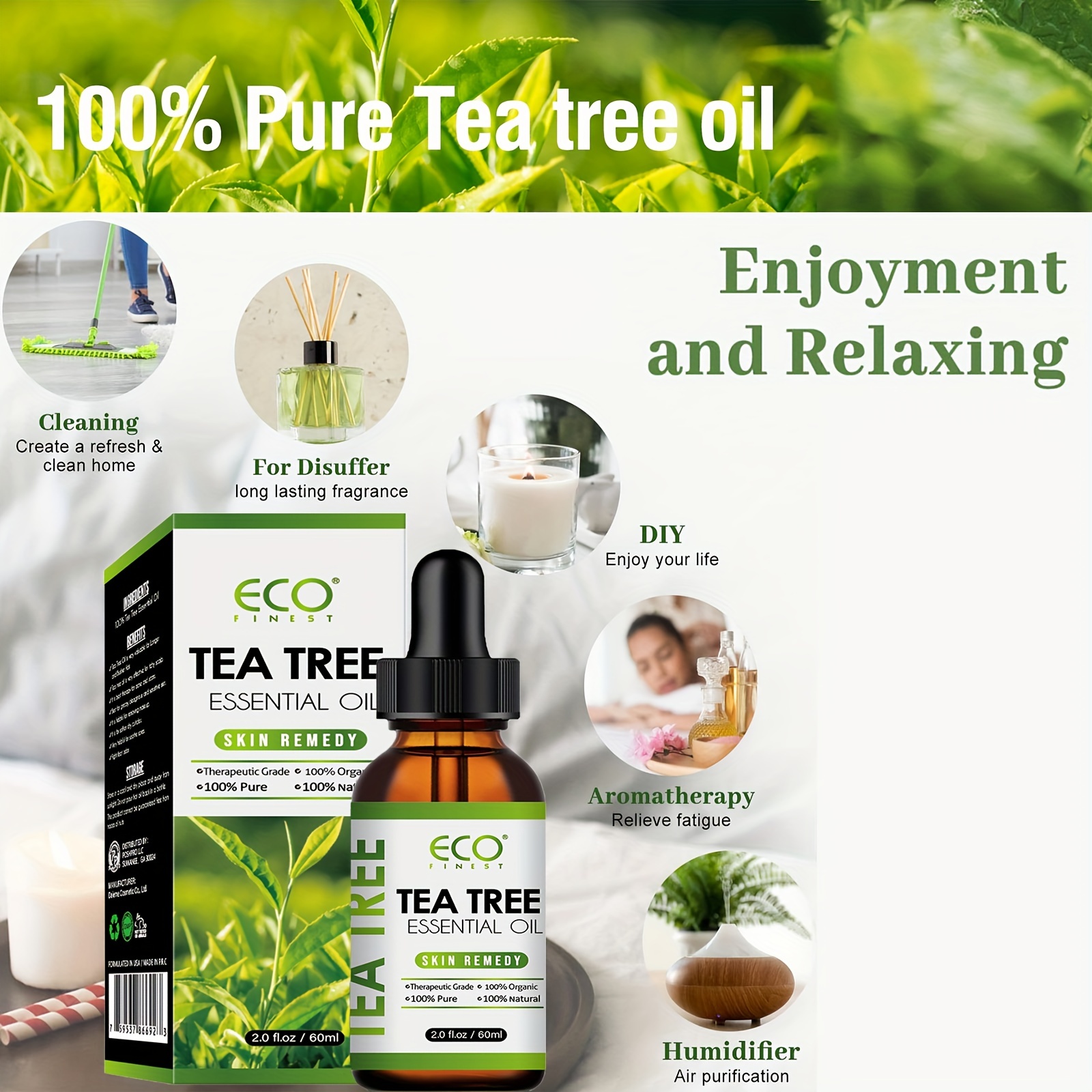 100% Natural Tea Tree Essential Oil Body Massage Unisex