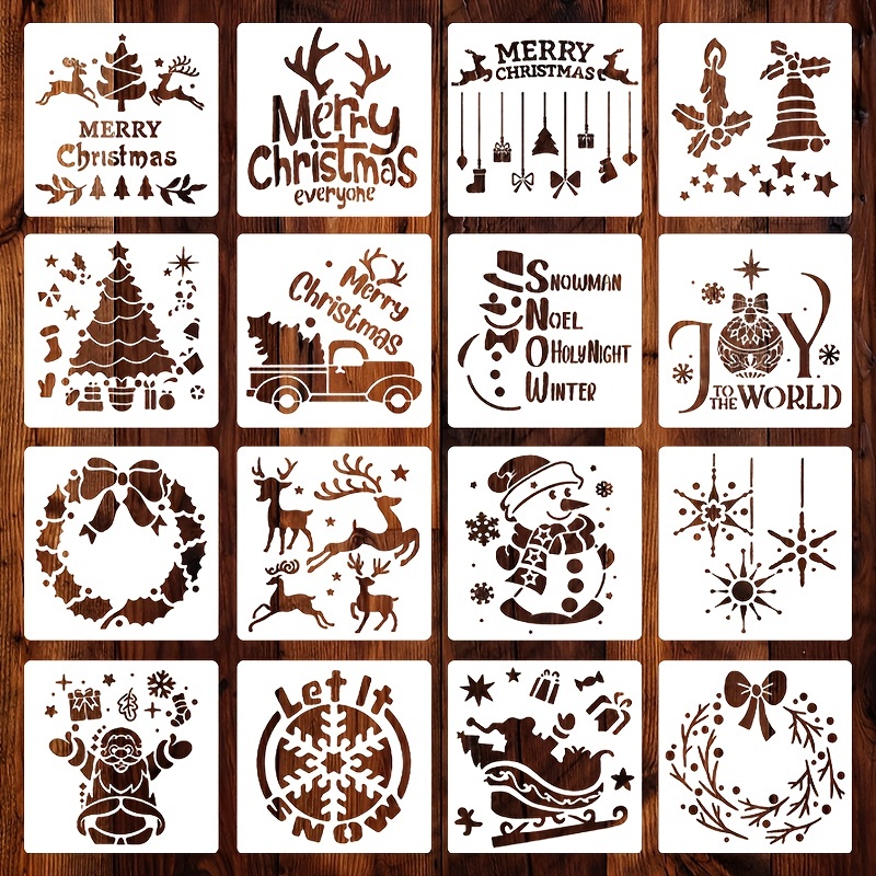 25 Pack 6 Inch Christmas Stencils for Painting on Wood Crafts DIY Drawing