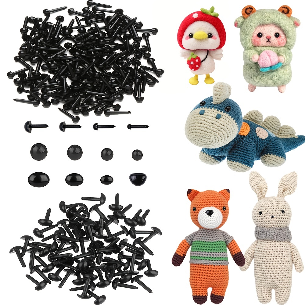 Doll Eyes, 100pcs 6mm/0.24in Plastic Doll Safety Eyes, Black Stuffed  Crochet Eyes Solid Round Diy Making Knitted Plush Stuffed