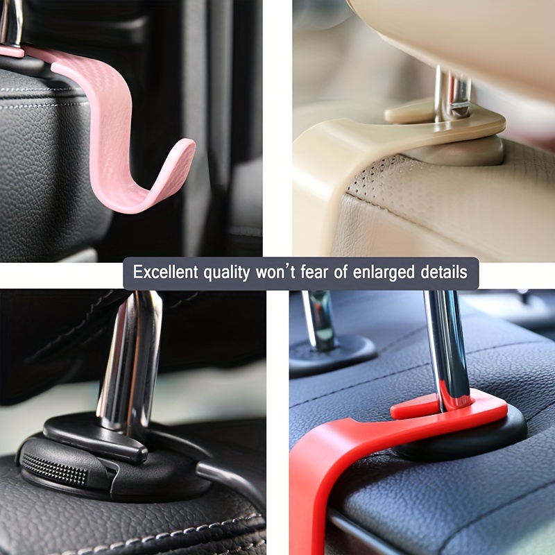  Amooca Car Seat Headrest Hook 4 Pack Hanger Storage Organizer  Universal for Handbag Purse Coat fit Universal Vehicle Car Black S Type :  Automotive