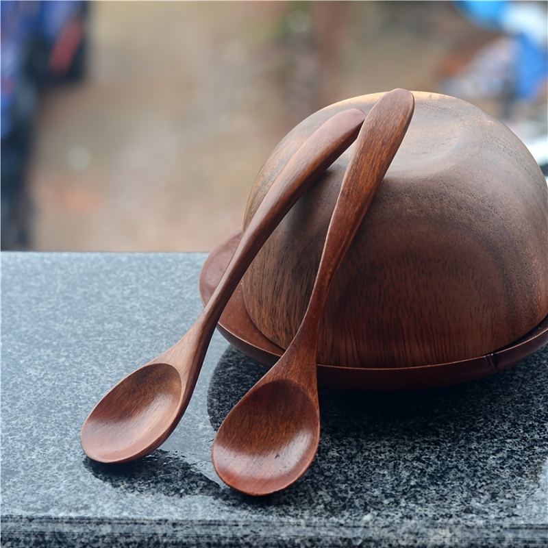 1 5pcs Soup Spoon Wooden Coffee Spoon Simple Milk Spoon - Temu