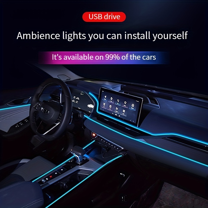 BLAU Ambientebeleuchtung EL Lichtleiste Auto Innenraumbeleuchtung