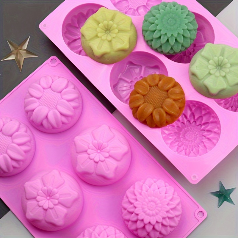 2 Pack Silicone Soap Molds, 6 Cavities Different Flower Shapes Silicone  Mold, Perfect Making for Soap, Lotion Bar, Bath Bombs