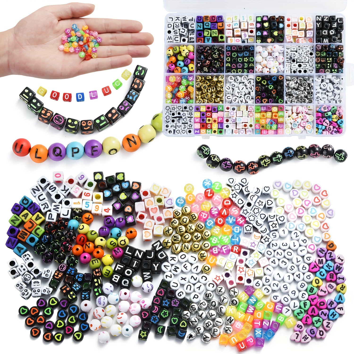 500pcs 7mm Heart Shape Acrylic Colorful Letter Beads Loose Spacer Beads For  Jewelry Making DIY Bracelet Necklace Earrings Handicrafts Small Business  Supplies