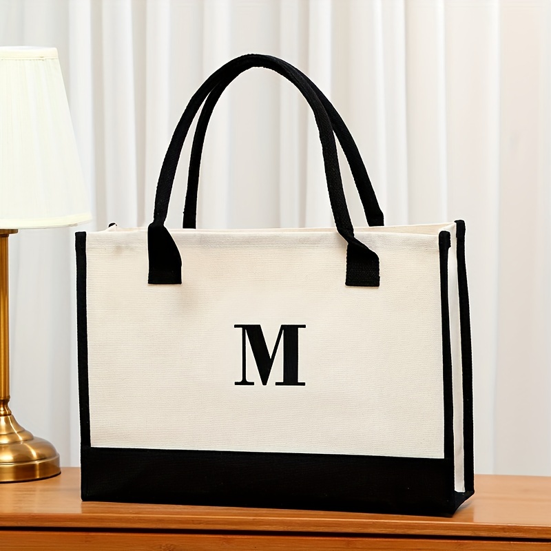 Letter Canvas Handbag Eco Friendly Bag for Beach Camping and Picnic