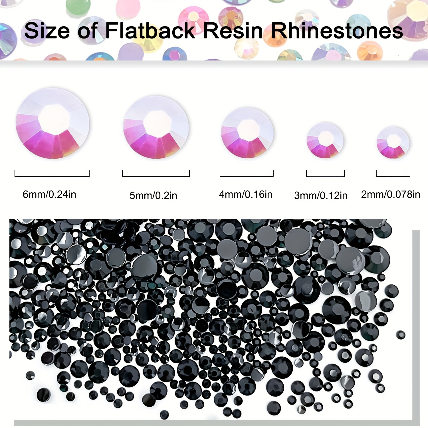 Black Rhinestones 2mm - 6mm You pick Size – Fabcabcases