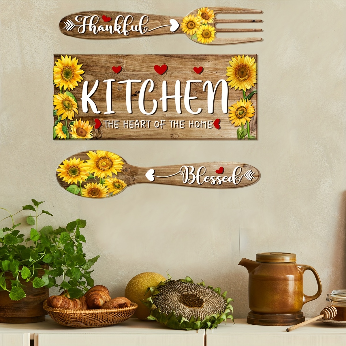 1 Set Nuovo adesivo da parete modello cucchiaio forchetta girasole, adesivi  murali decorativi per ristorante cucina, adesivo da parete autoadesivo