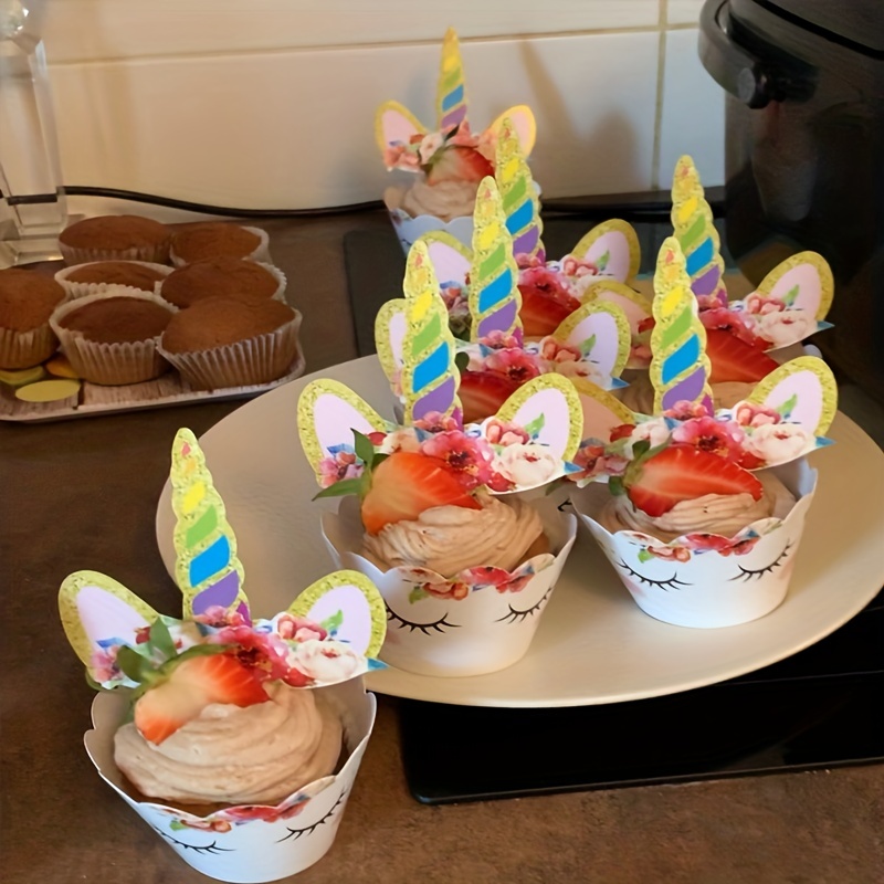 12 Piezas Adornos Cupcakes Unicornio Encaje Decoración - Temu