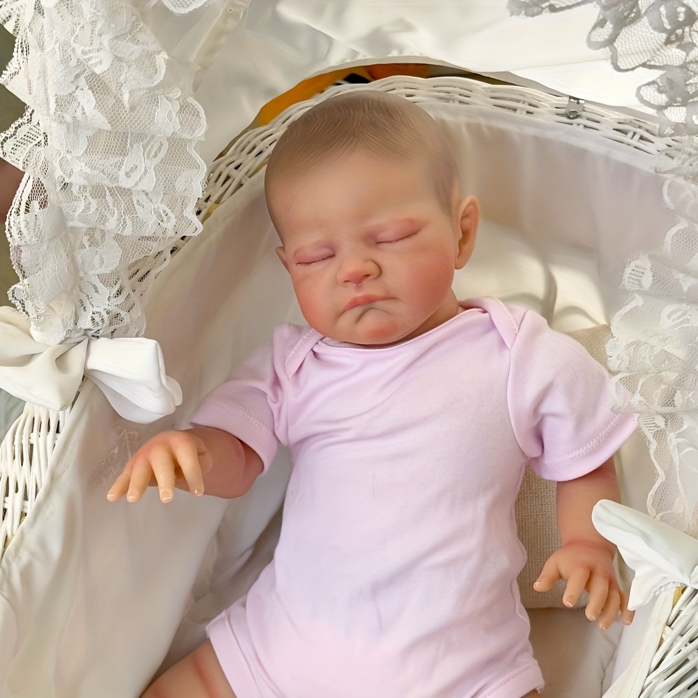 19インチ/49cmリボーンドール、リアルな柔らかいタッチの寝ている赤ちゃん、マルチレイヤーのペイントで手作りの人形