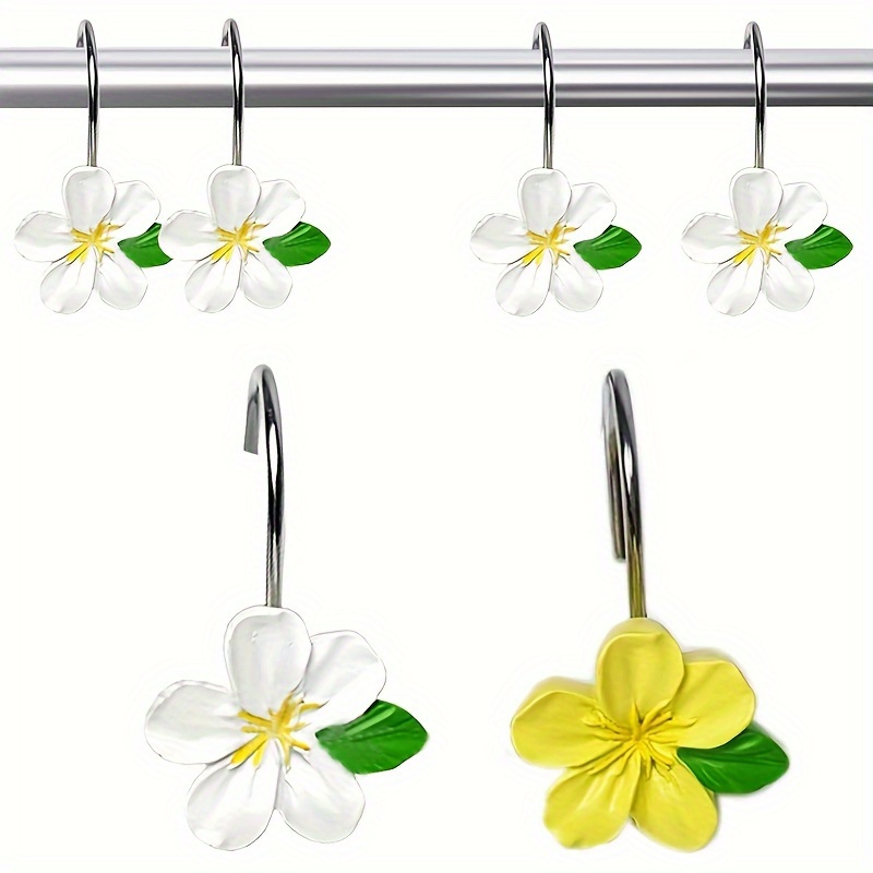 Anti rust Resin Flower Shower Curtain Hooks Shower Curtain - Temu