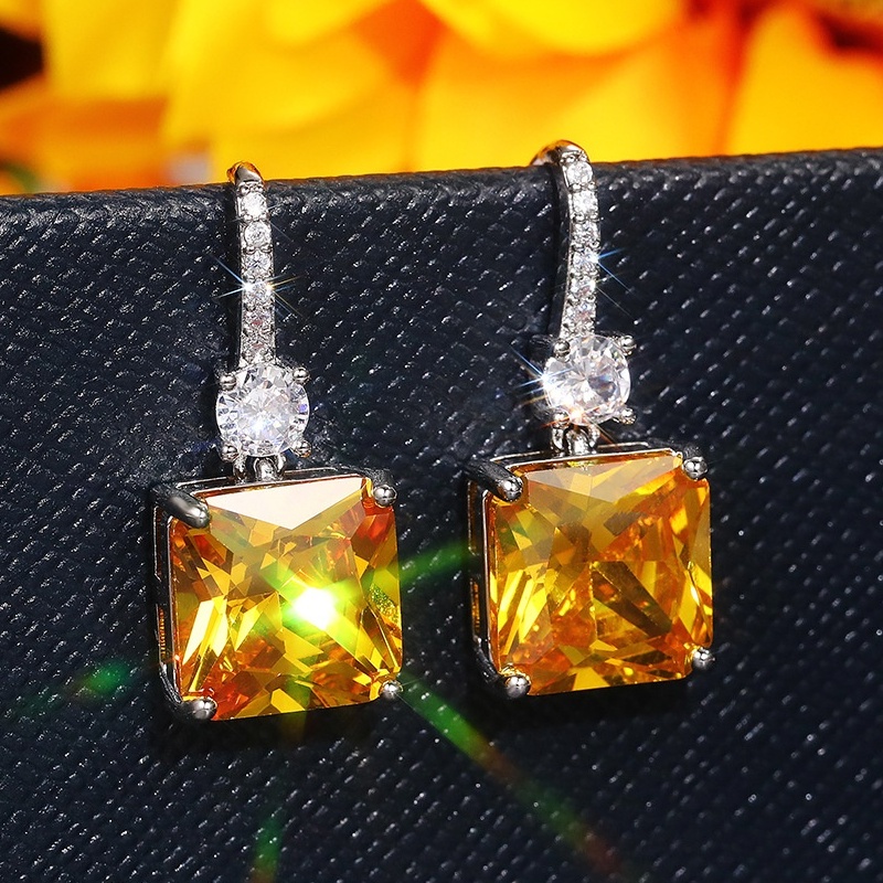 Citrine Dangle Earrings, 925 Silver Plated for Weddings