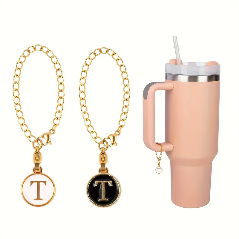 Letter Charms Accessories For Stanley Cup Name Id Plate Initial Letter  Handle Personalized Charm For Stanley Tumbler Water Cup Handle  Identification Letter Charm Chain White Black - Temu